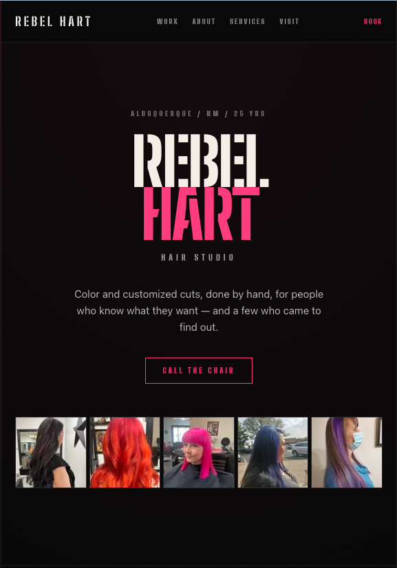 Rebel Hart Hair Studio site — Albuquerque color and customized cuts